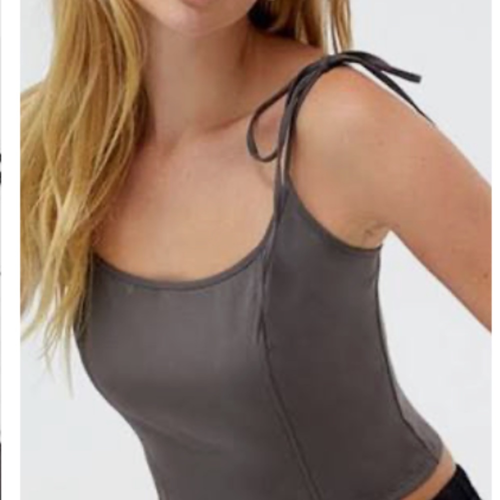 Kendall & Kylie Tailored Tie Strap Gray Top, Size XS